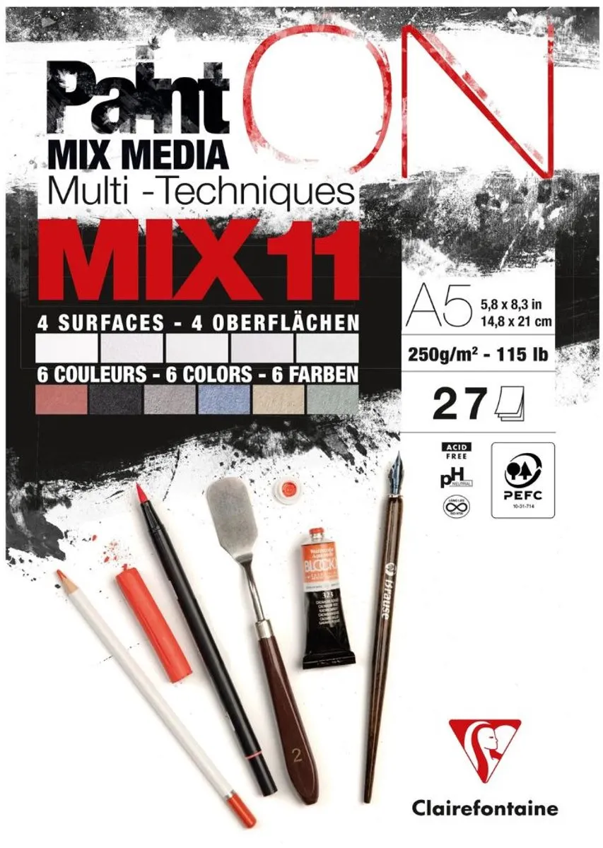 Clairefontaine Paint ON Multi-Techniek Pad 6 Kleuren A5