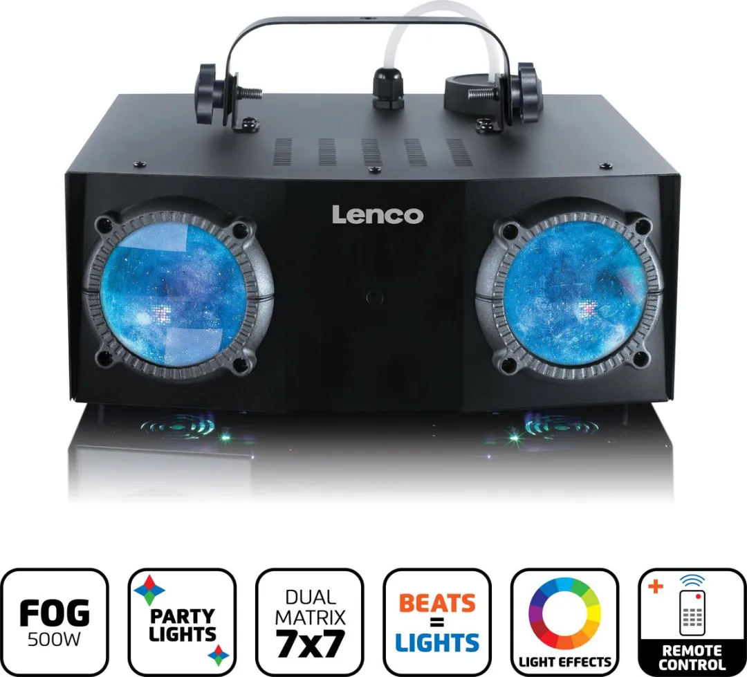Lenco Discolamp LFM-110BK - Rookmachine 500W - Zwart