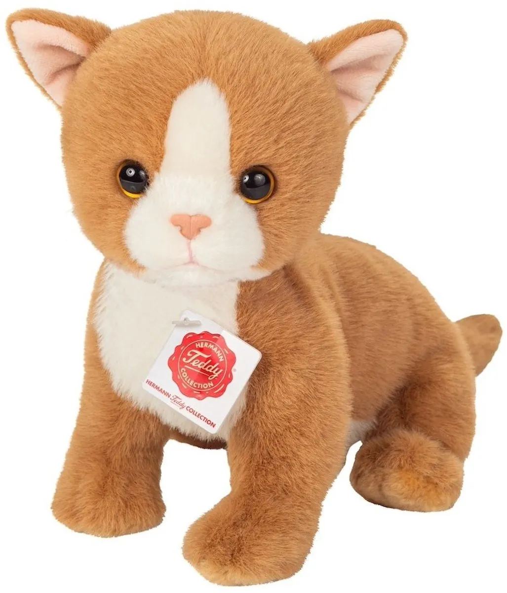 Hermann Teddy Knuffel Kat Kitten Rood 24cm