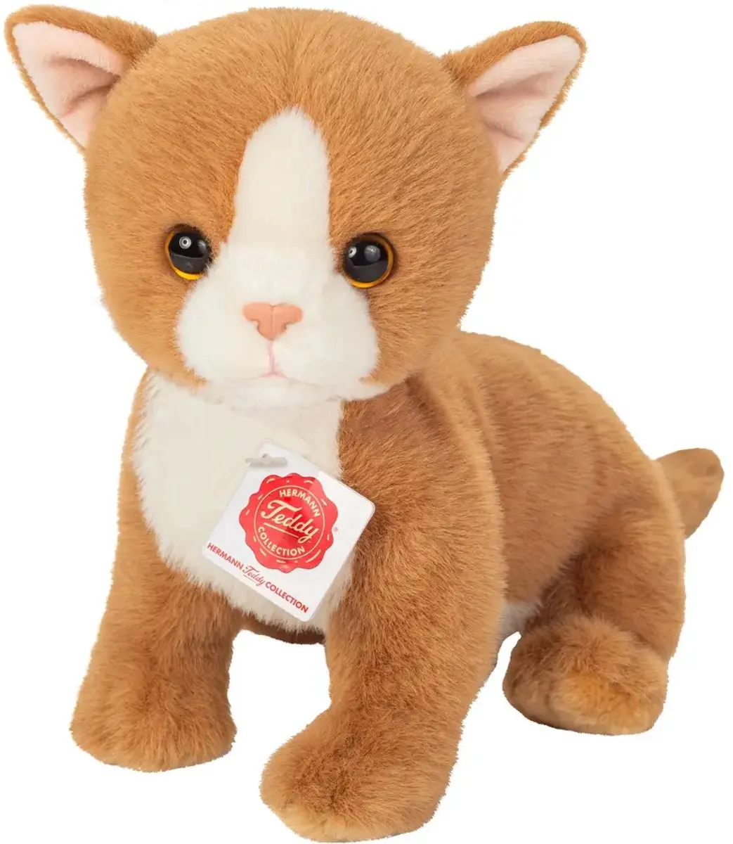 Hermann Teddy Knuffel Kat Kitten Rood 24cm