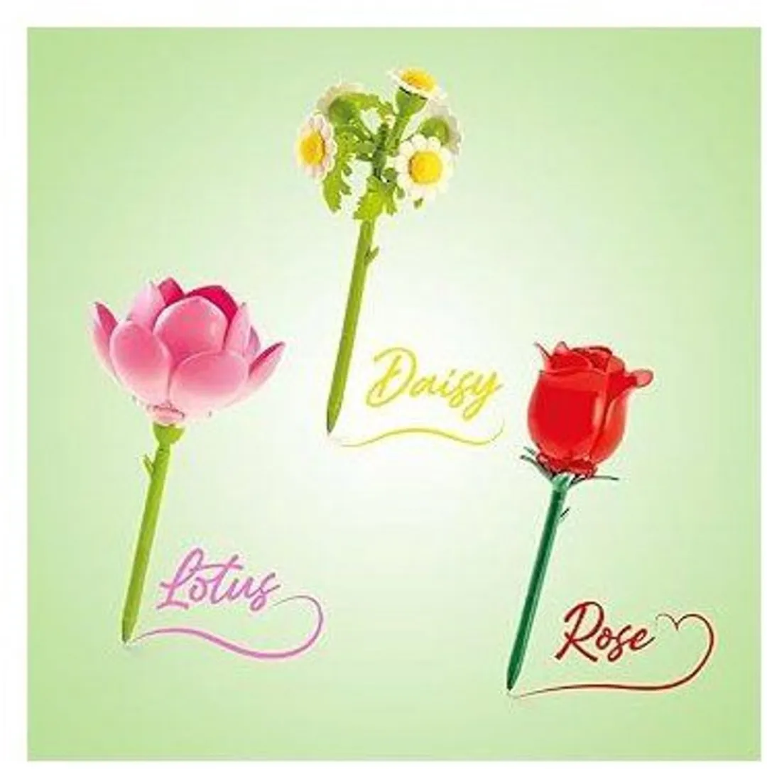 Canal Toys BLOOM Bouwbare Bloemenpen - 3 Stuks - Roze/Lotus/Madeliefje