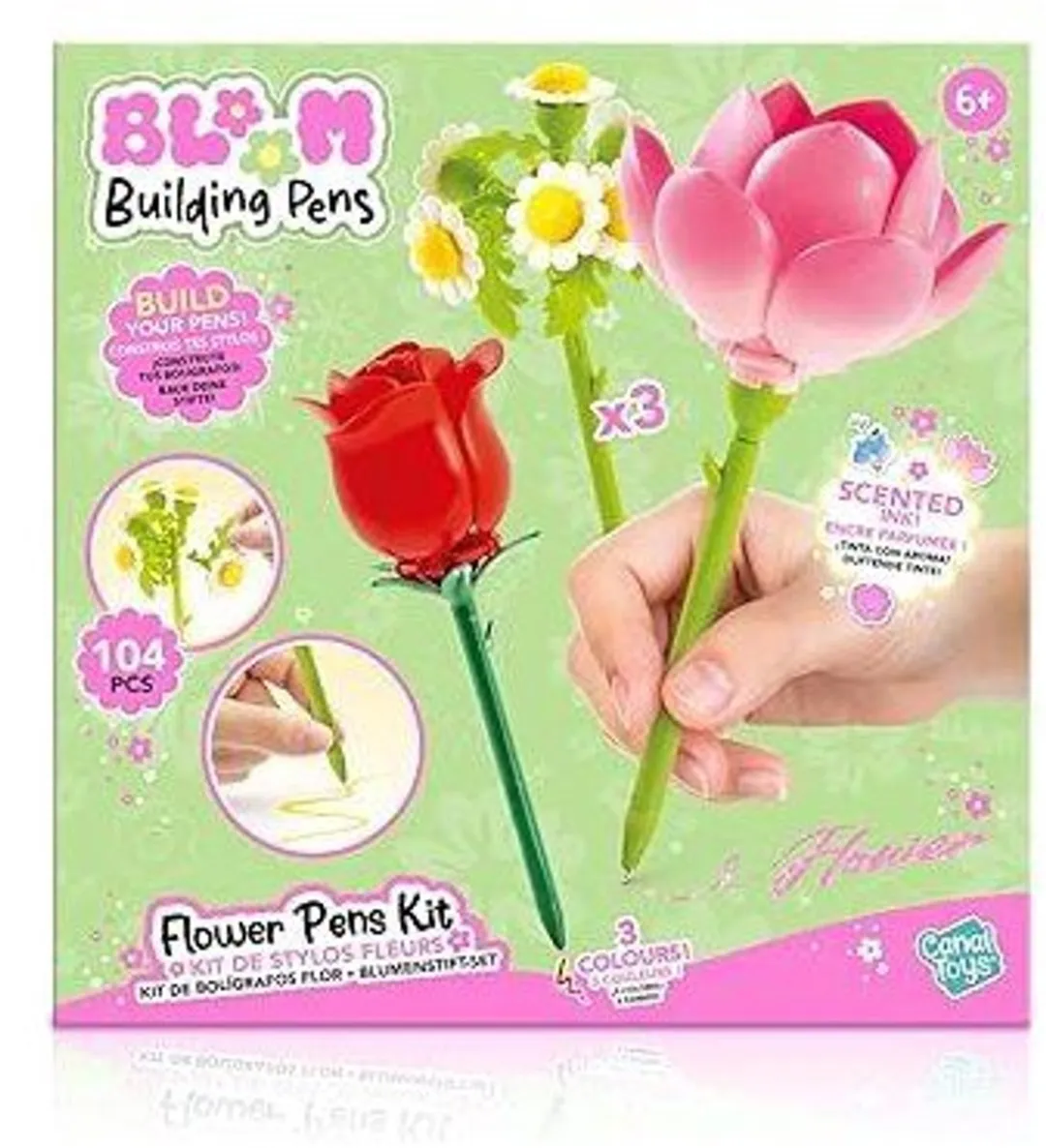 Canal Toys BLOOM Bouwbare Bloemenpen - 3 Stuks - Roze/Lotus/Madeliefje - afbeelding 6 van 6
