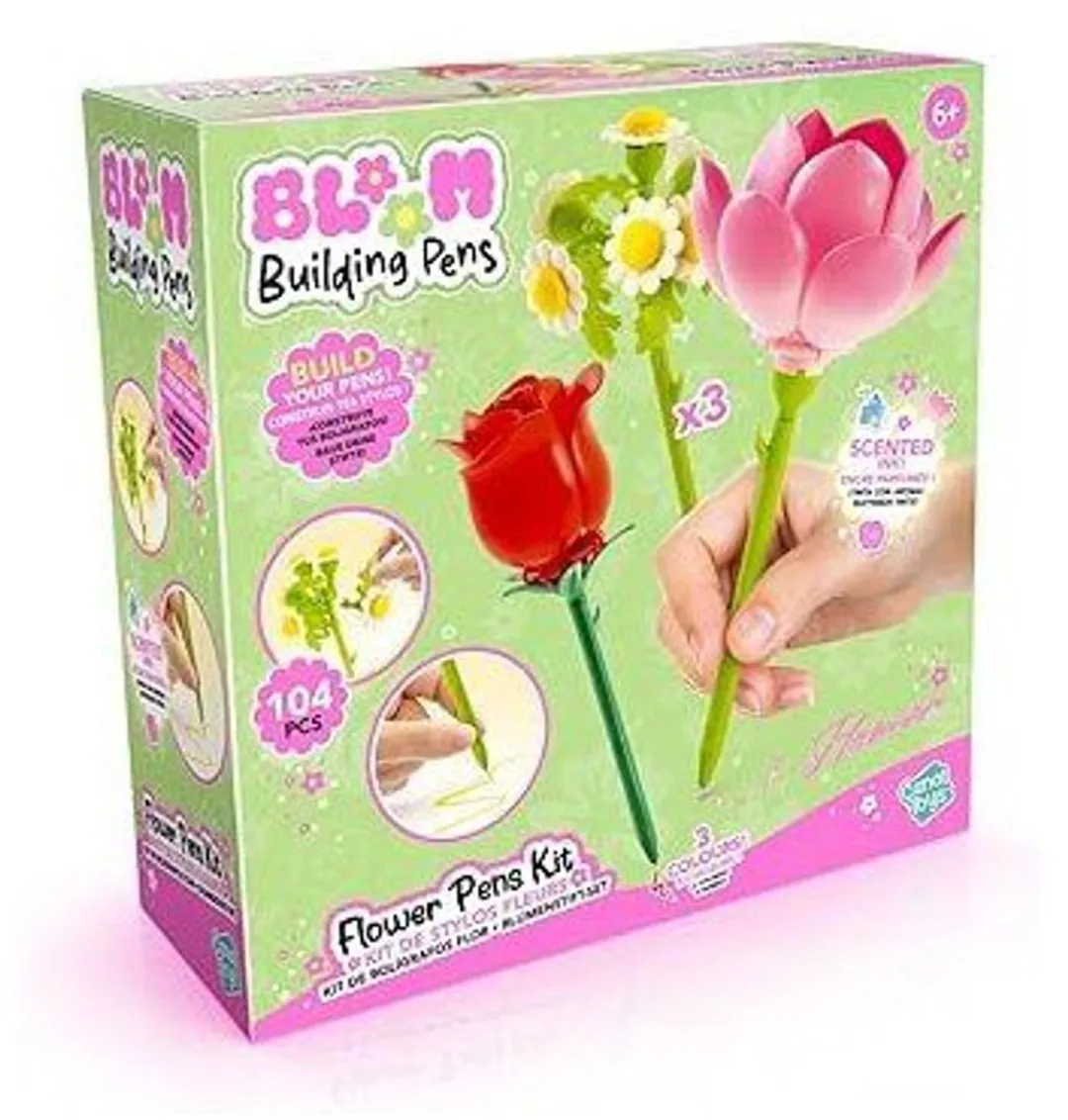 Canal Toys BLOOM Bouwbare Bloemenpen - 3 Stuks - Roze/Lotus/Madeliefje