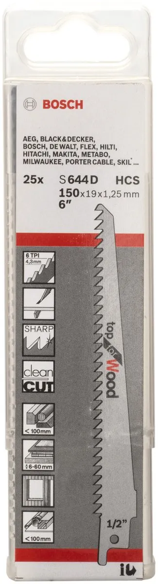 Bosch Reciprozaagblad S 644 D Top for Wood - 25 Stuks