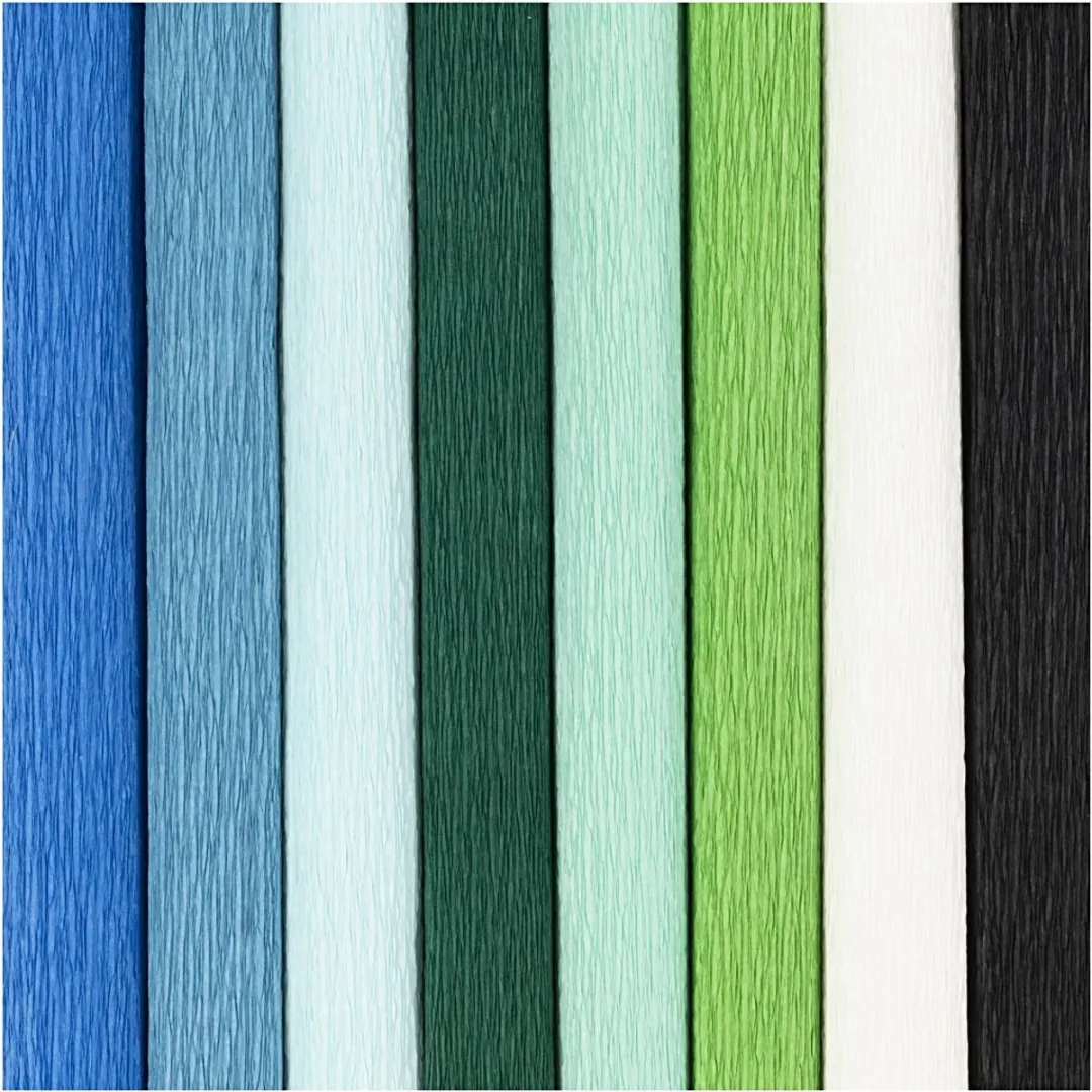 Creativ Company Crêpepapier Blauw Groen Multicolor - 8 Vel A4