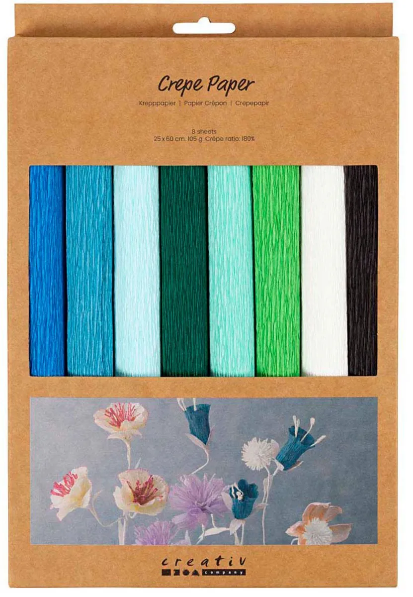 Creativ Company Crêpepapier Blauw Groen Multicolor - 8 Vel A4 - afbeelding 6 van 6