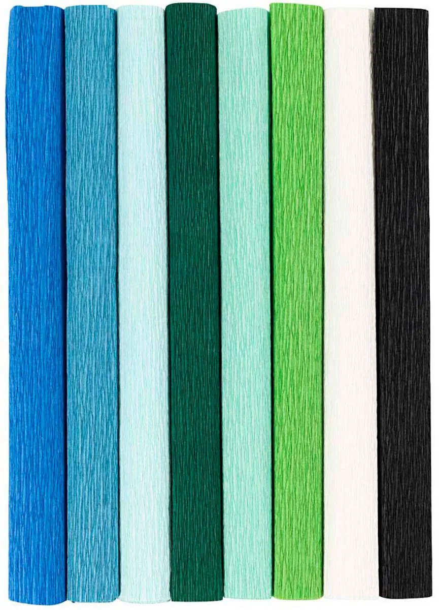 Creativ Company Crêpepapier Blauw Groen Multicolor - 8 Vel A4