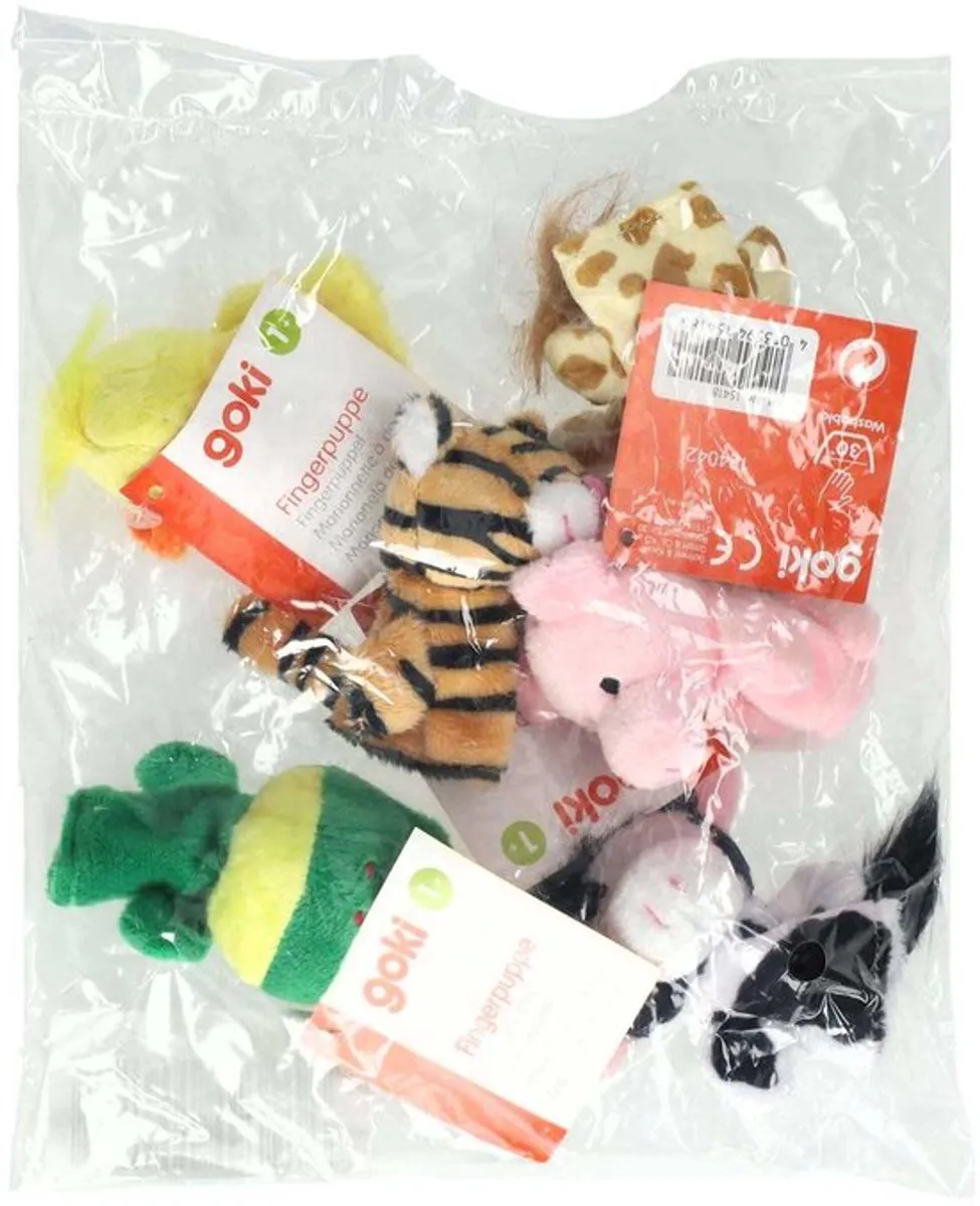 Goki Vingerpopjes Babydieren H7-8cm - 6 Stuks Multi