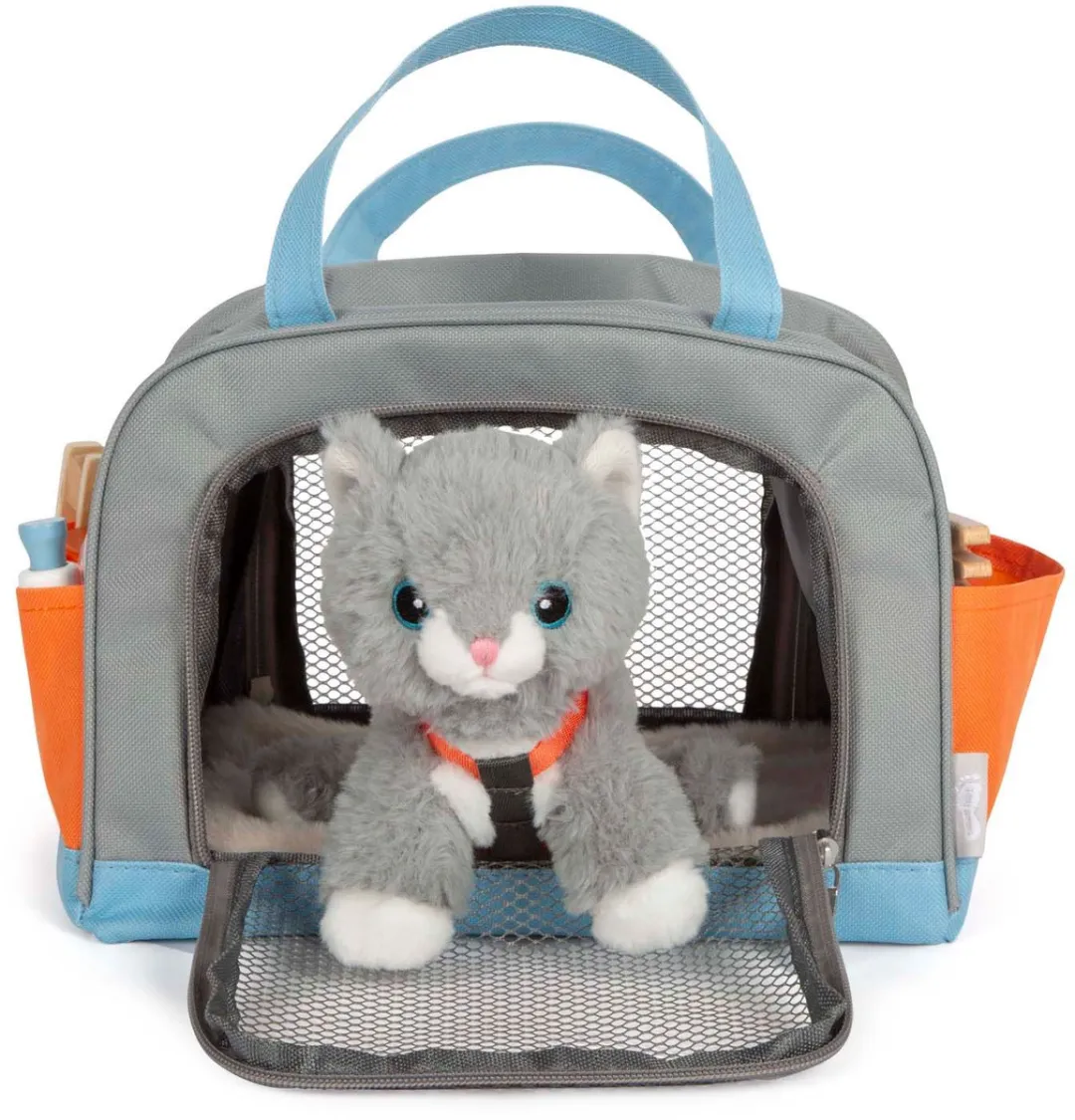 Small Foot Knuffelkat met Draagtas & Verzorgingsset - Multicolor