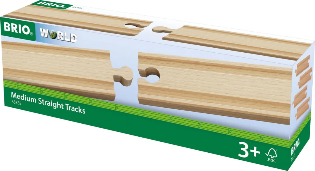 BRIO Middellange Rechte Rails 33335 - 4 Stuks - Multicolor