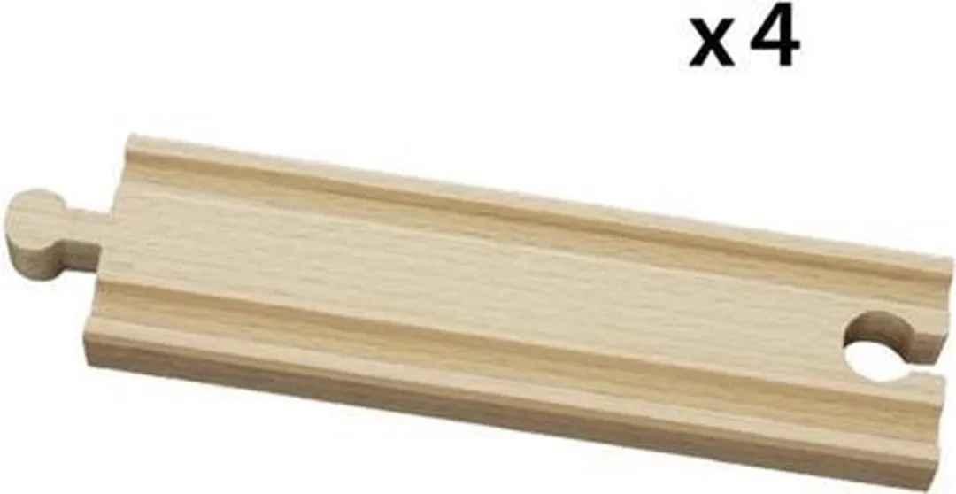 BRIO Middellange Rechte Rails 33335 - 4 Stuks - Multicolor