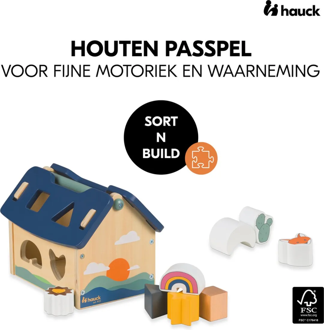 Hauck Sort N Build Vormsorteerder 12 Stuks - FSC Beige - afbeelding 6 van 6