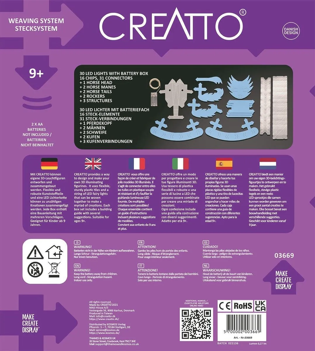 Kosmos CreAtto Hobbelpaard Hobbypakket - 4 Verlichte 3D-modellen