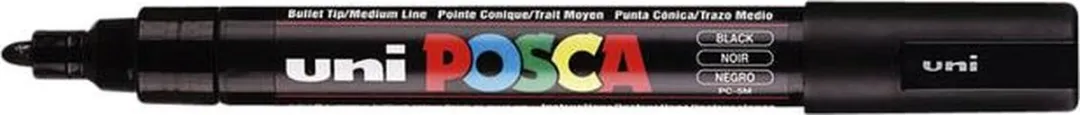 Posca PC5M M Zwart Verfstiften - 6 Stuks