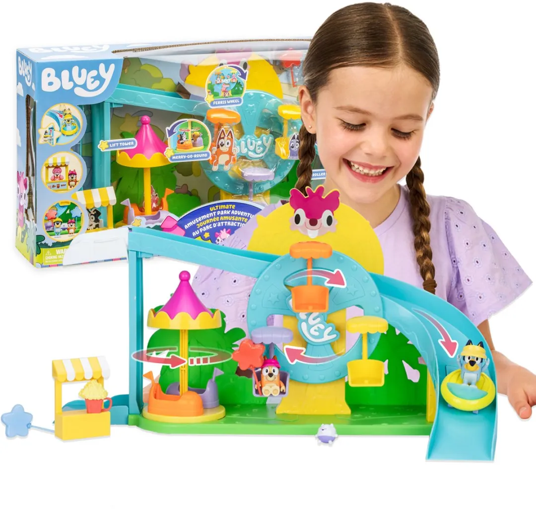 Moose Toys Bluey Attractiepark Speelset MS18092 - 4 Attracties - 9 Stukken - Multikleur