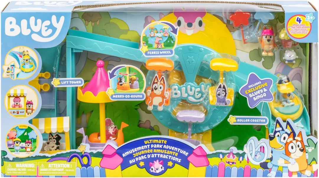 Moose Toys Bluey Attractiepark Speelset MS18092 - 4 Attracties - 9 Stukken - Multikleur