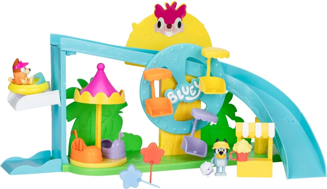 Moose Toys Bluey Attractiepark Speelset MS18092 - 4 Attracties - 9 Stukken - Multikleur