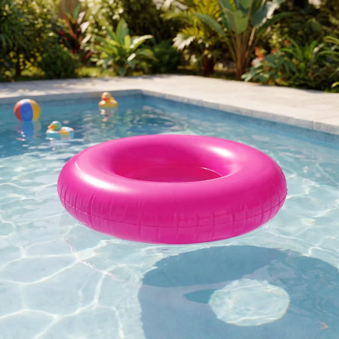 Eddy Toys Zwemring Ø 90 cm - Zwemband tot 65 kg - Swim Ring met Repair Patch - Zwemband - Opblaaszwemband - Opblaasbare Zwemring voor Zwembad - Roze / Paars