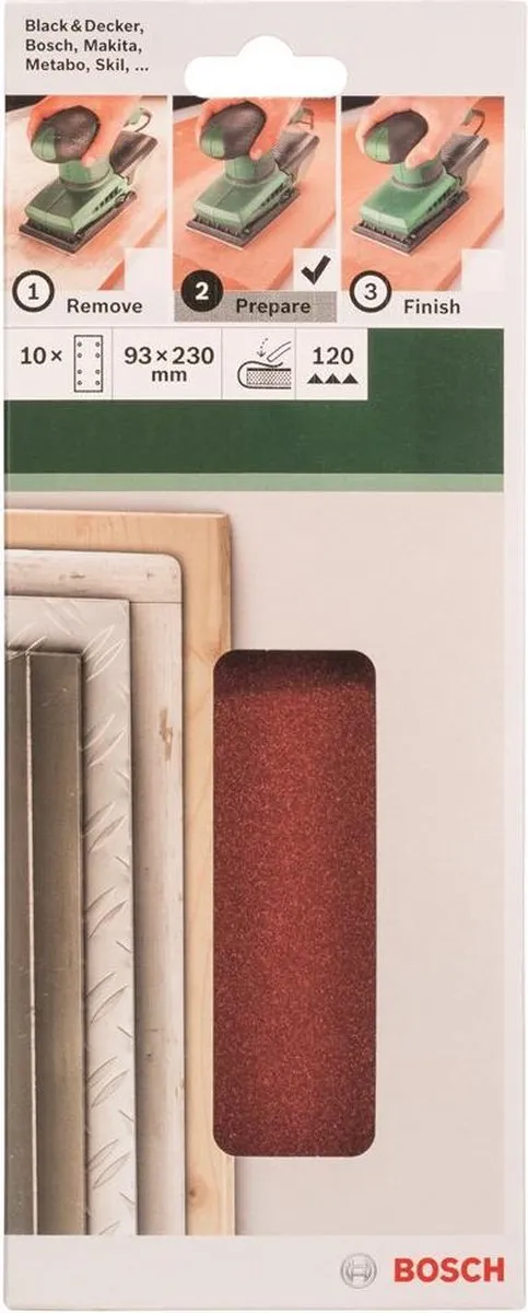 Bosch 10-delige Schuurbladset 93x230mm - Korrel 120