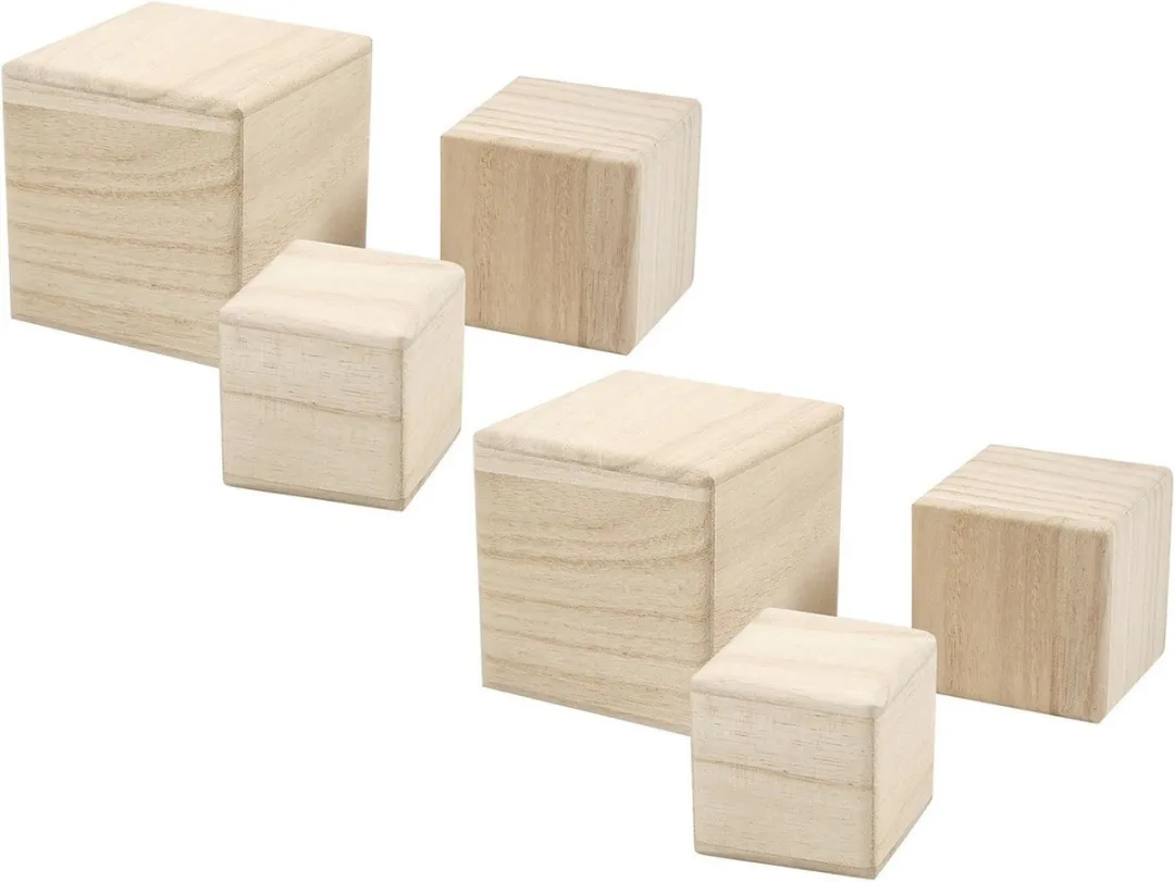 Folia Hobby Knutsel Kubussen Hout - 6 Stuks - Beige