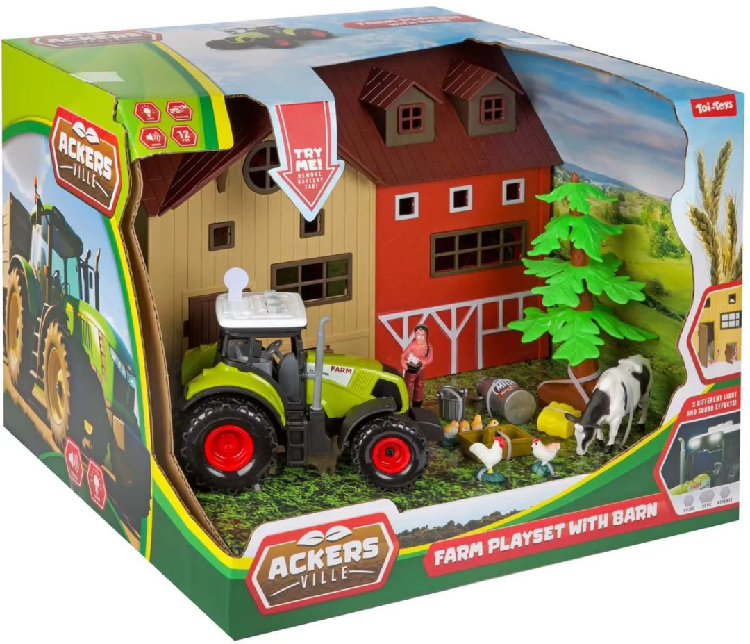 Toi-Toys Ackers Ville Boerderijset met Tractor Licht & Geluid - 12-delig - Multicolor