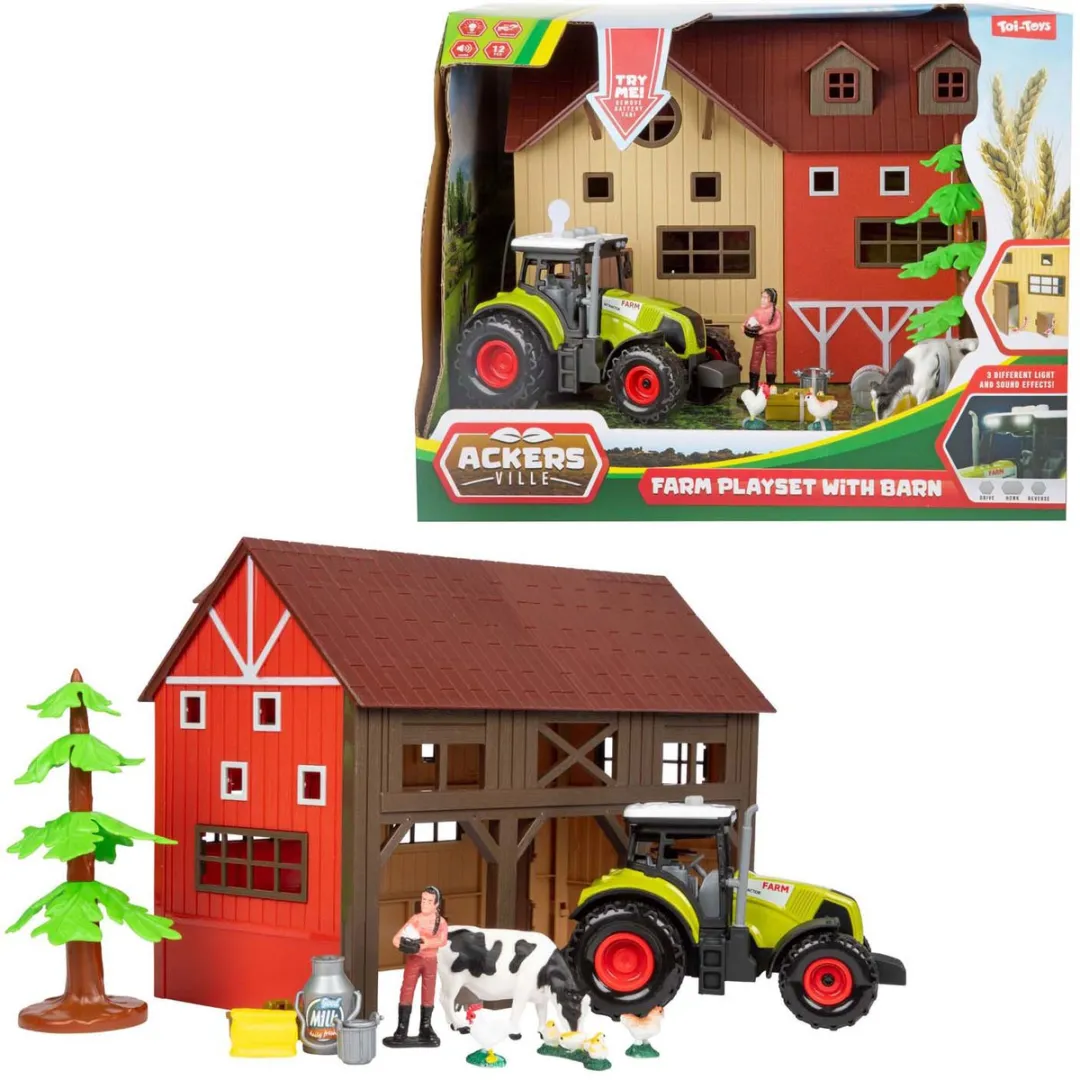 Toi-Toys Ackers Ville Boerderijset met Tractor Licht & Geluid - 12-delig - Multicolor
