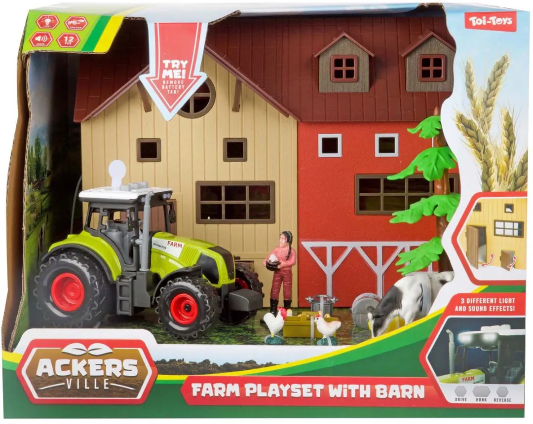 Toi-Toys Ackers Ville Boerderijset met Tractor Licht & Geluid - 12-delig - Multicolor