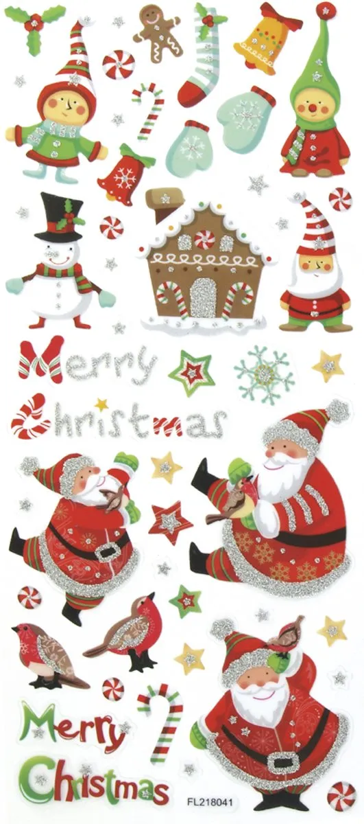Folia Kerst Glinsterstickers - 255 Stuks Multicolor - afbeelding 6 van 6