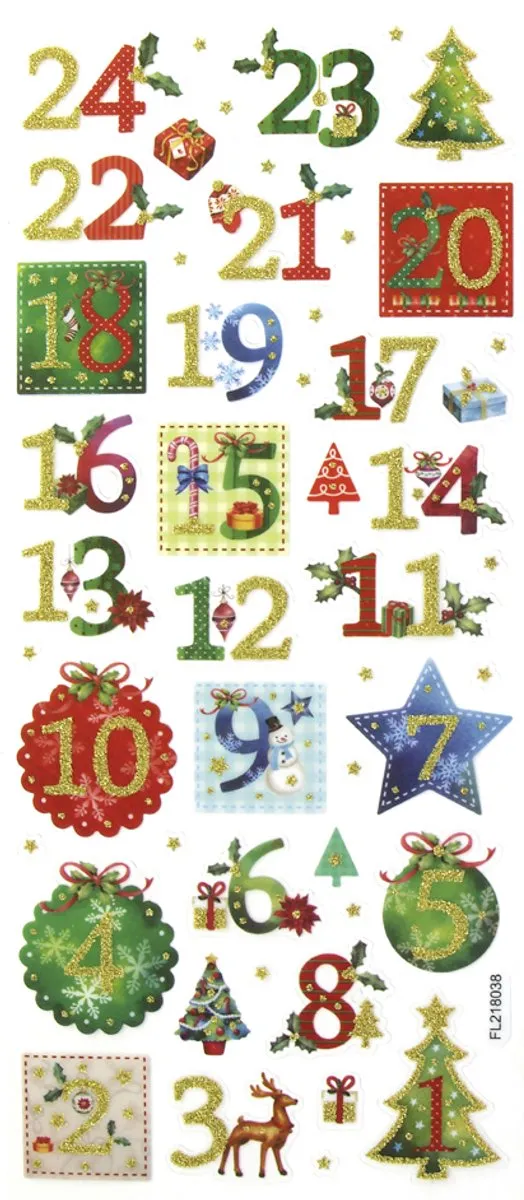 Folia Kerst Glinsterstickers - 255 Stuks Multicolor