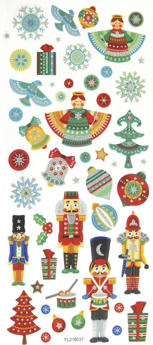 Folia Kerst Glinsterstickers - 255 Stuks Multicolor