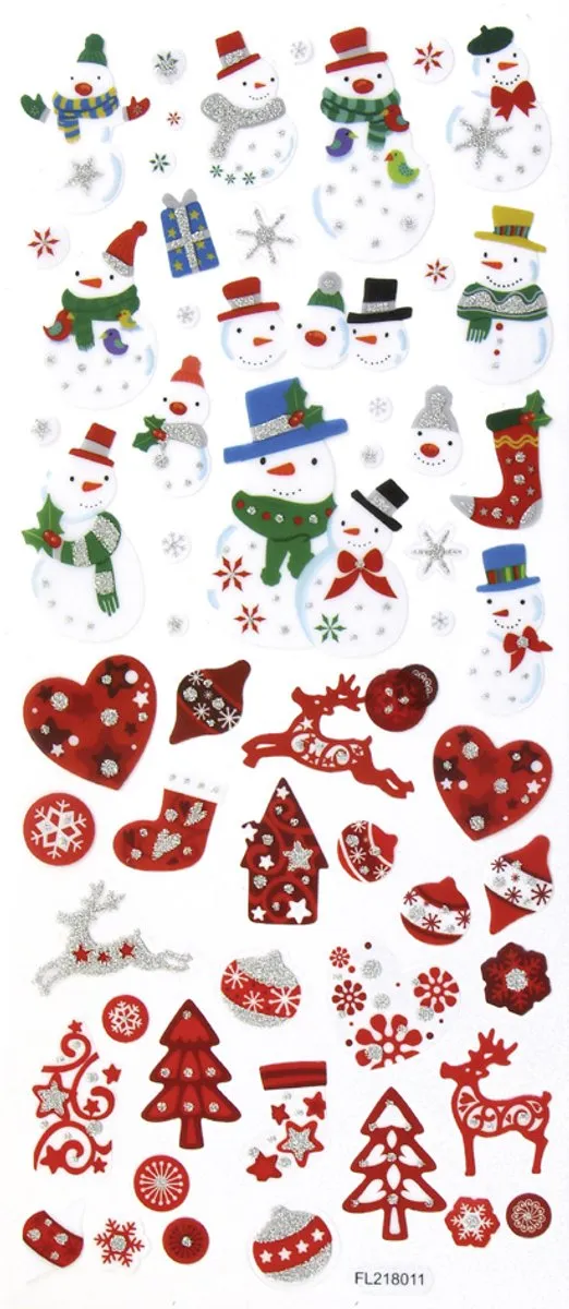 Folia Kerst Glinsterstickers - 255 Stuks Multicolor