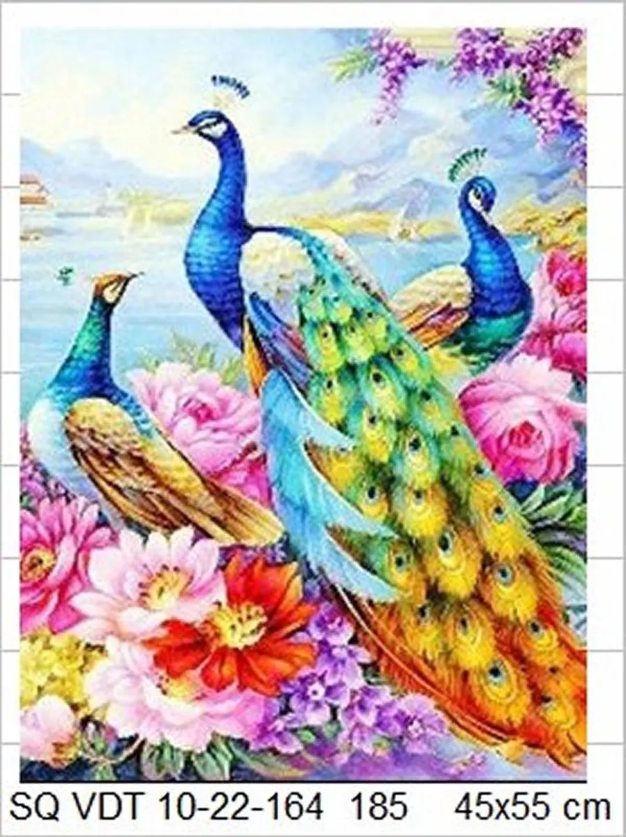 VDTOYS Diamond Painting VDTC185 - Groot formaat 45x55cm - Peacock