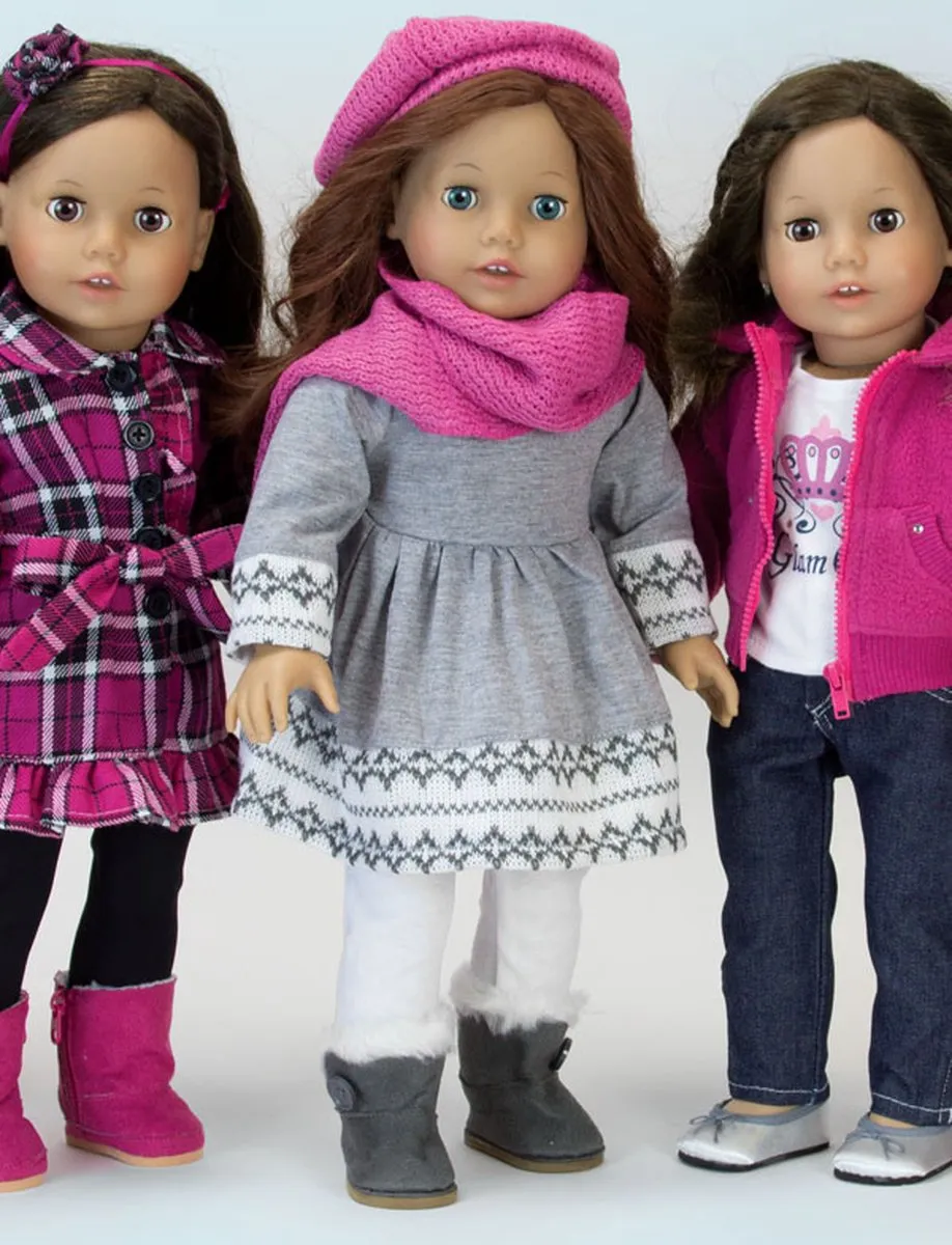 Sophia's by Teamson Kids Poppenkledingset DRFID-HS-UPC - Grijs/Roze/Wit
