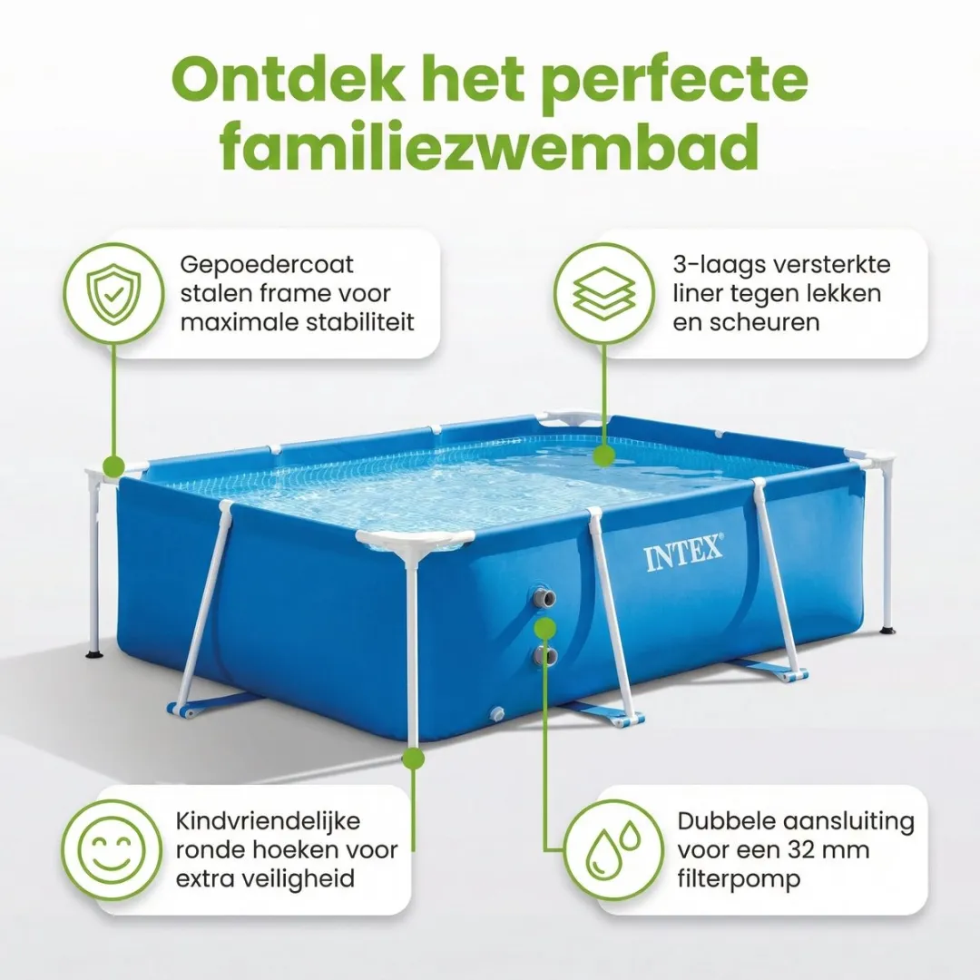 Intex Rechthoekig Frame Zwembad 300x200x75cm - Blauw - 7-delig