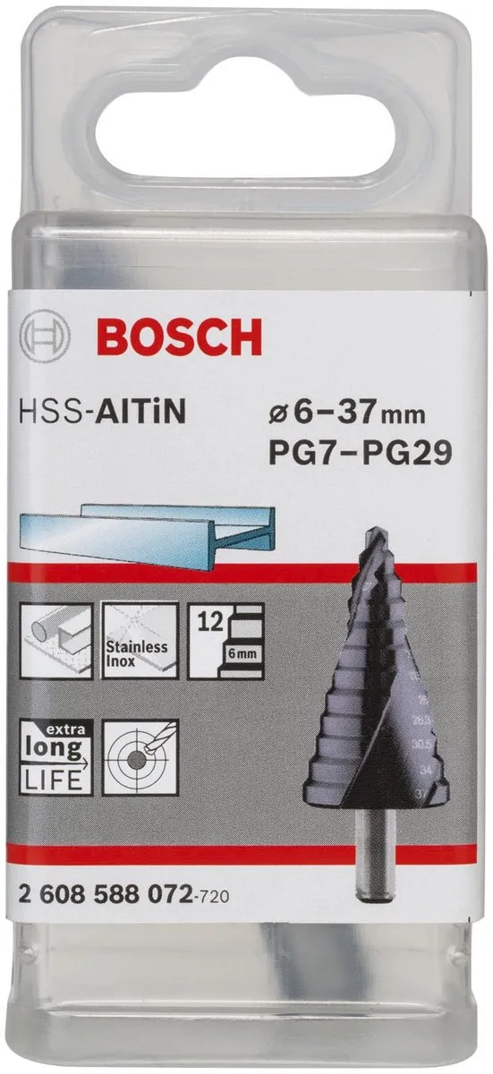 Bosch HSS-AlTiN Trappenboor 12 Stuks - 6mm - o.a. Hout
