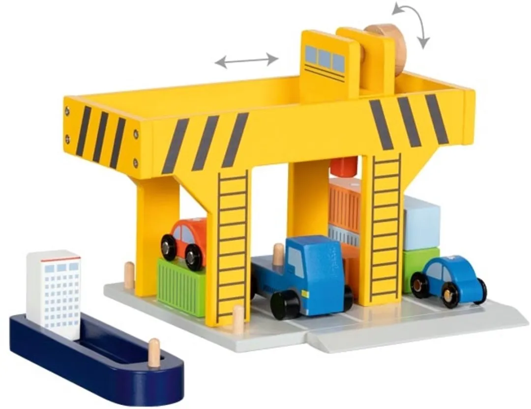Goki Havenkraan Houten Speelgoedkraan Schaal 0 - Multicolor
