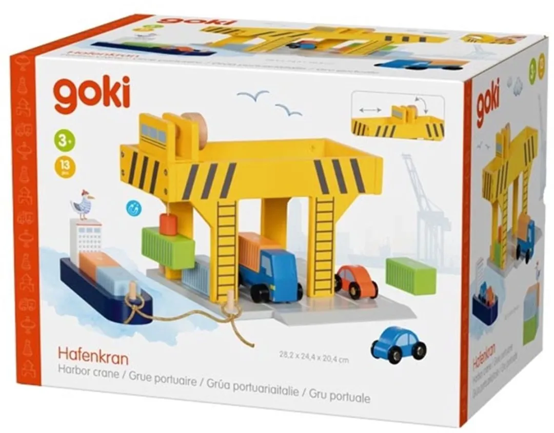 Goki Havenkraan Houten Speelgoedkraan Schaal 0 - Multicolor