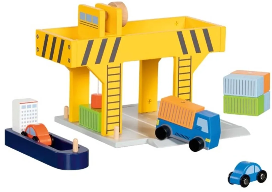 Goki Havenkraan Houten Speelgoedkraan Schaal 0 - Multicolor