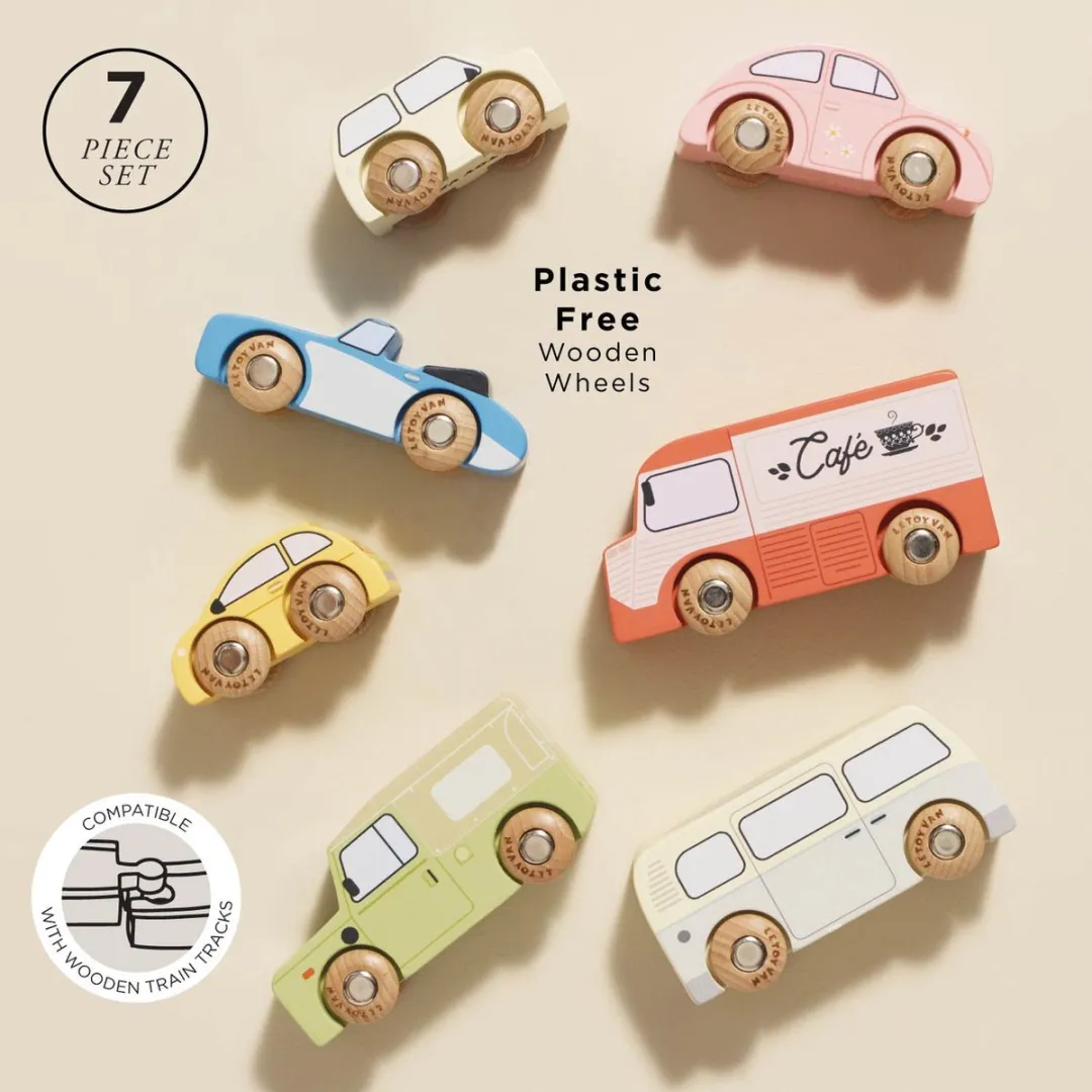 Le Toy Van Vintage Houten Speelgoedauto Set TV443 - Meerkleurig