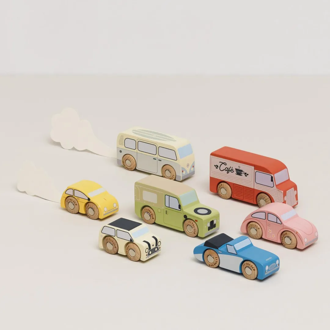 Le Toy Van Vintage Houten Speelgoedauto Set TV443 - Meerkleurig