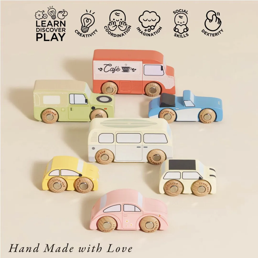 Le Toy Van Vintage Houten Speelgoedauto Set TV443 - Meerkleurig