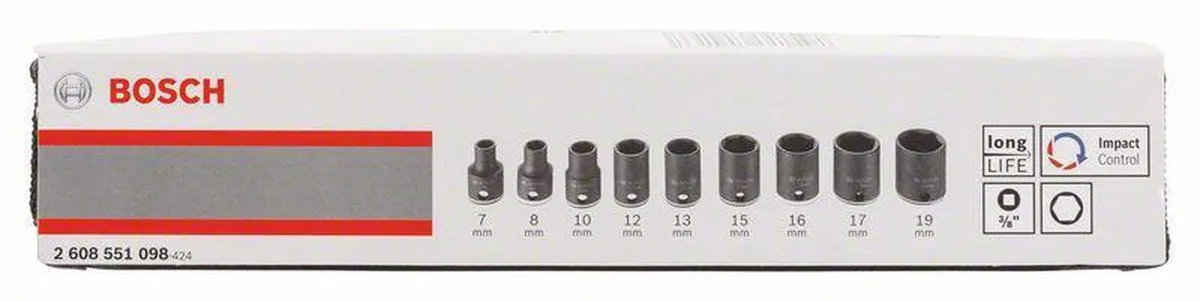 Bosch 9-delige Dopsleutelmoffenset 2608551098