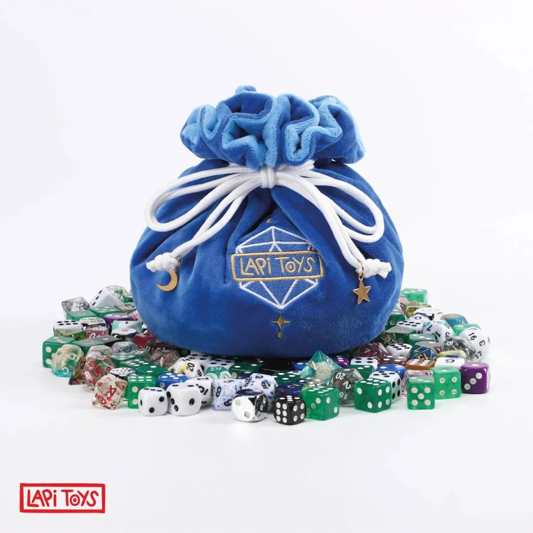 Lapi Toys DnD Dobbelstenen Zak - Fluweel - Blauw