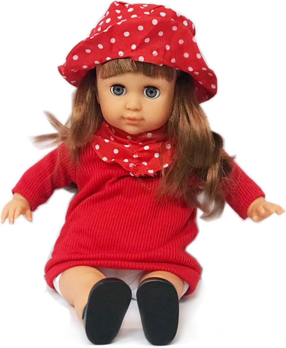 Ledy Toys Nana pratende pop - Zachte knuffelpop met geluid - 35 cm