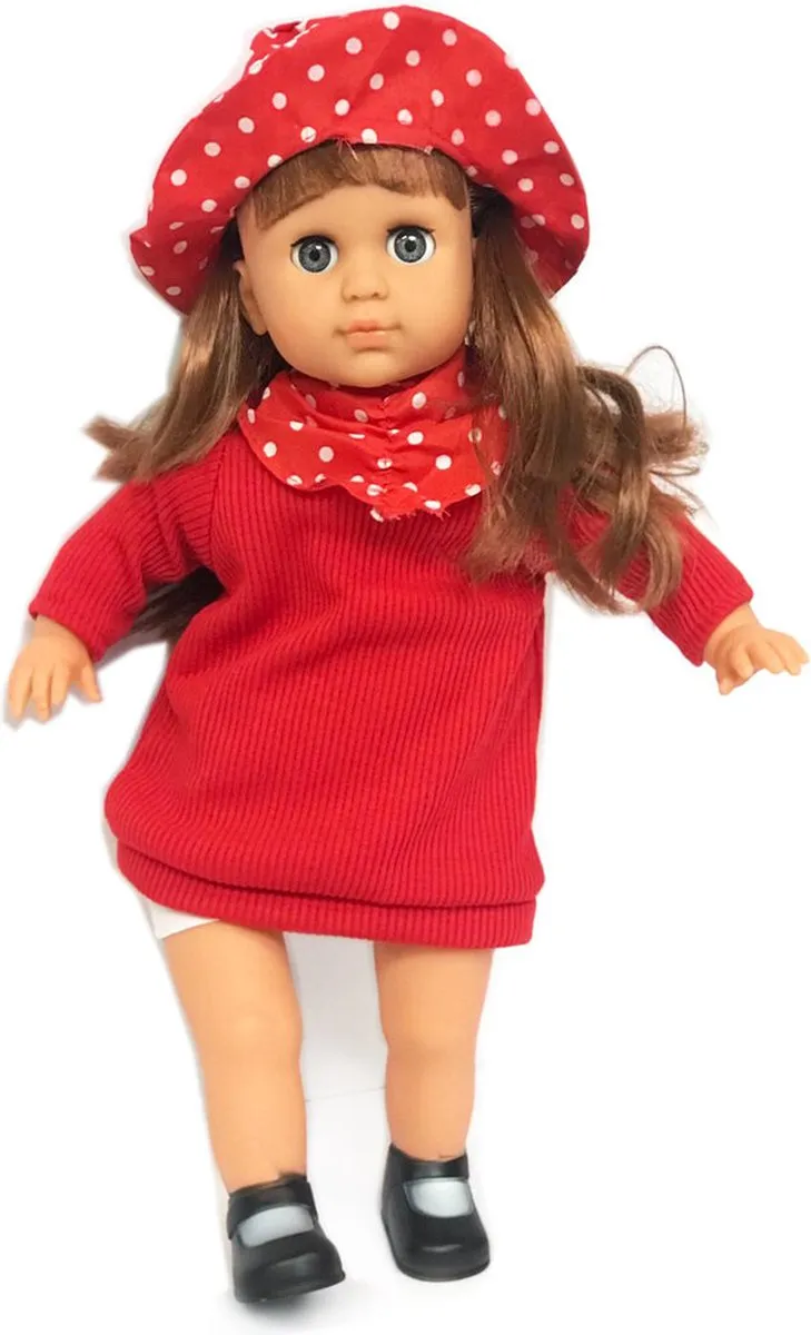 Ledy Toys Nana pratende pop - Zachte knuffelpop met geluid - 35 cm