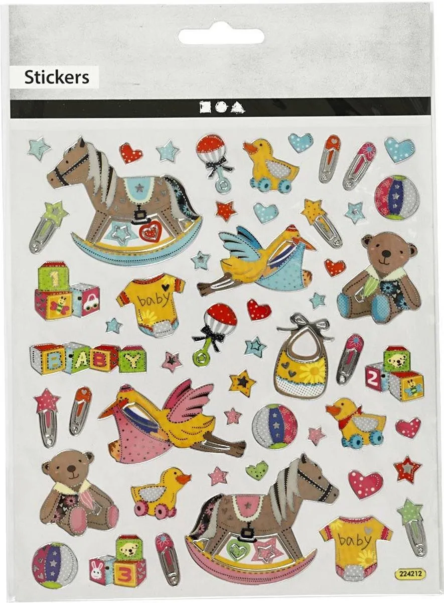 Creativ Company Baby Geboorte Stickers - 1 Vel - 15x16,5cm - Multi