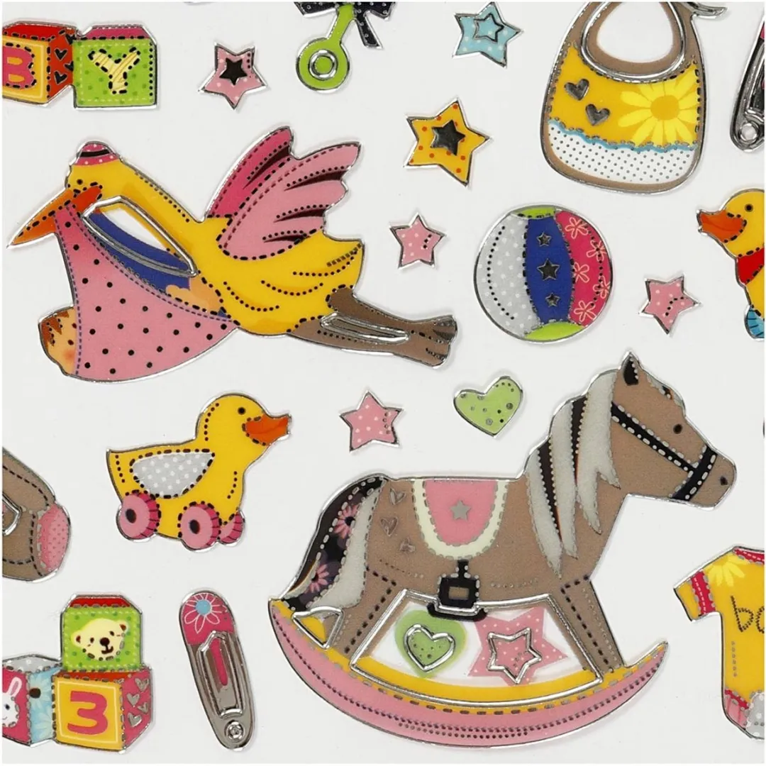 Creativ Company Baby Geboorte Stickers - 1 Vel - 15x16,5cm - Multi