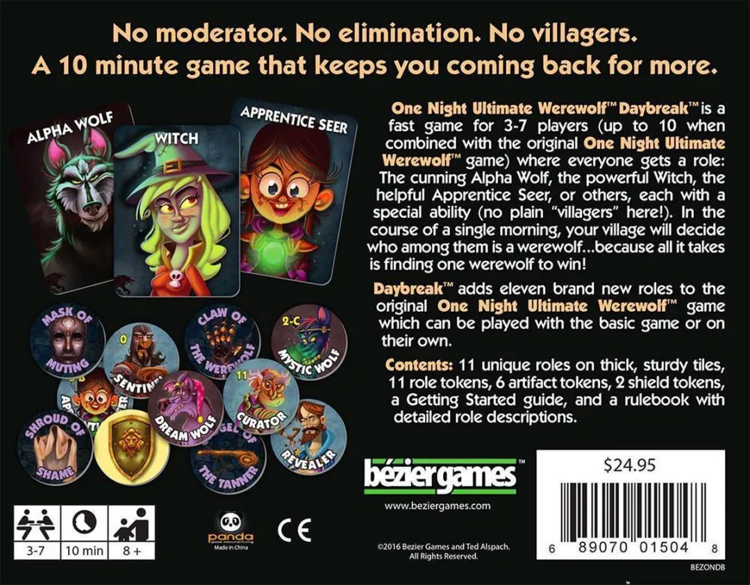Bezier Games One Night Ultimate Werewolf Daybreak - 3-7 Spelers