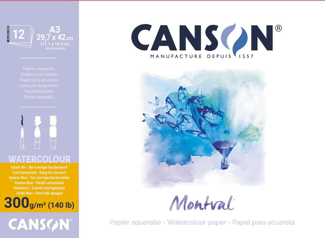 Canson Montval Aquarelpapier Wit Fijne Korrel 300g/m² A3