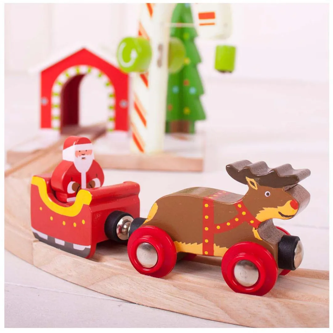 BIGJIGS Kerstman Slee met Rendieren BJT468 - Meerkleurig